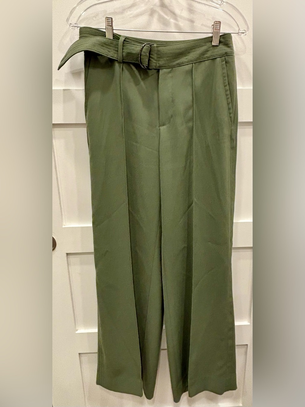 Banana Republic Olive Green High-Waist Wide-Leg Pants with Belt
